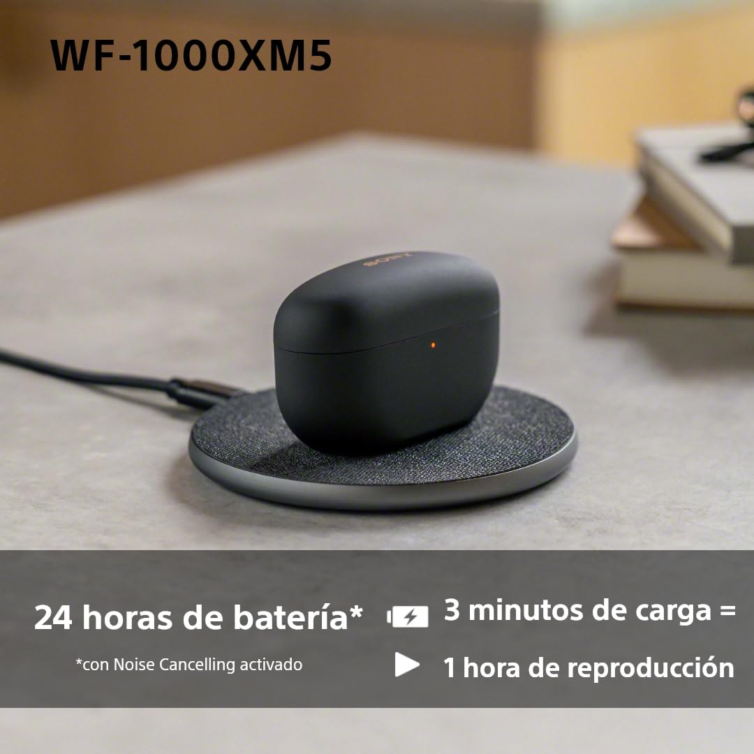 Auriculares inalámbricos con Noise Cancelling SONY WF-1000XM5, bluetooth, auriculares in-ear, micrófono, hasta 24 horas de batería, carga rápida, IPX4, Alexa y Google Assitant, iOS y Android - Negro