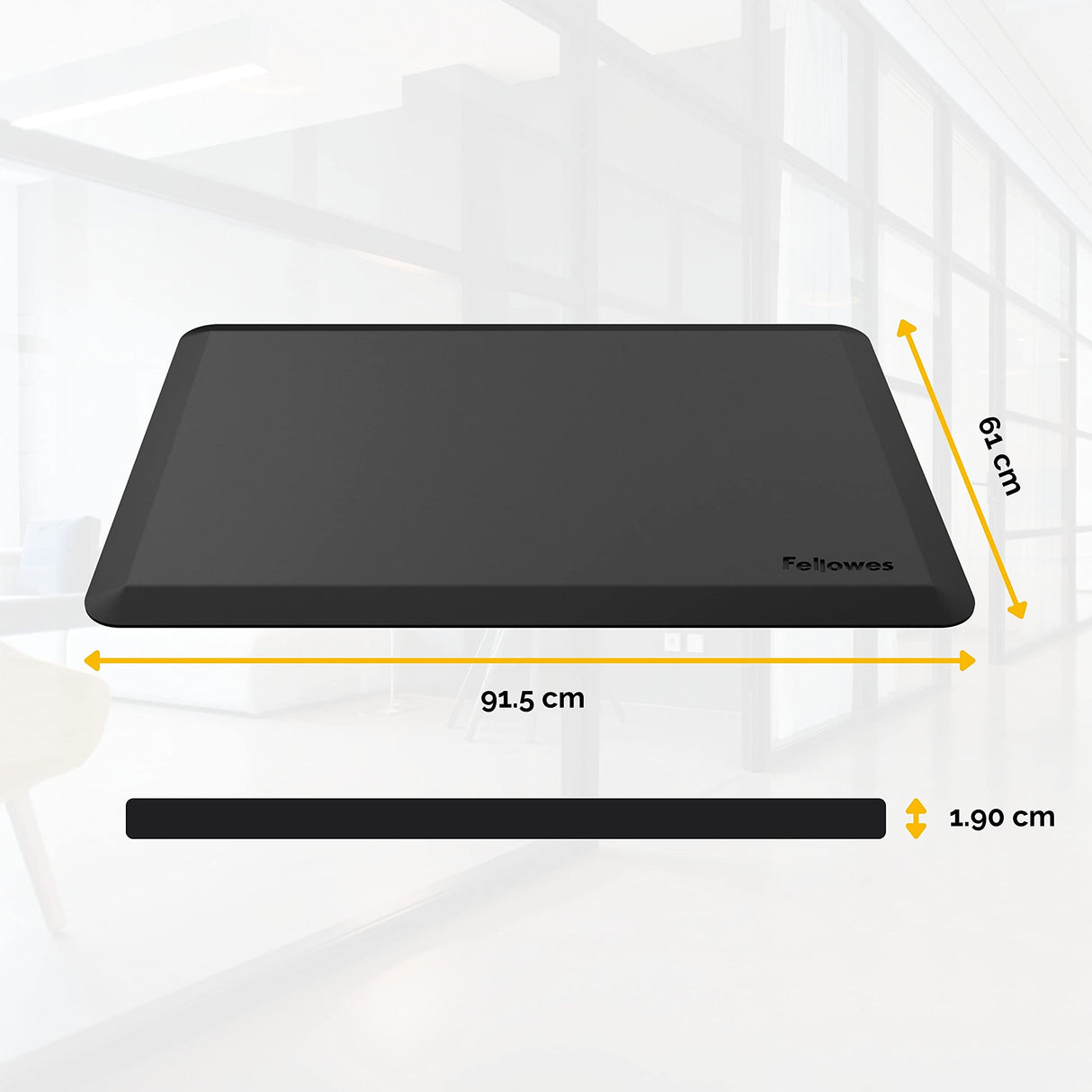 Fellowes - Alfombra ergonómica antifatiga, para trabajar de pie, compatible con mesas regulables en altura, color negro