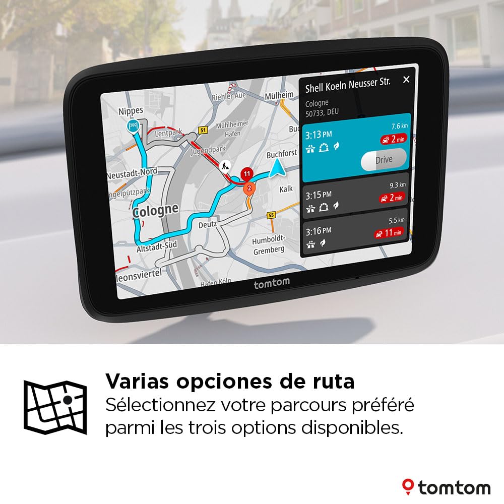 Tomtom GPS Coche GO Advanced (6", con información de tráfico y Alerta de radares, actualizaciones de mapas del Mundo por Wi-Fi, indicación de carriles en Movimiento y Soporte Reversible Integrado)
