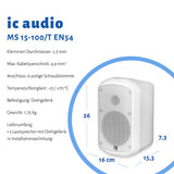 ic audio Altavoz MS 15-100 – Altavoz Compacto para Monitor de Voz y música, fácil Montaje en Pared, Altavoz de 15 W, Ideal para Interiores, Color Blanco