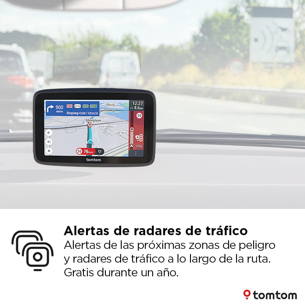 Tomtom GPS Coche GO Advanced (6", con información de tráfico y Alerta de radares, actualizaciones de mapas del Mundo por Wi-Fi, indicación de carriles en Movimiento y Soporte Reversible Integrado)