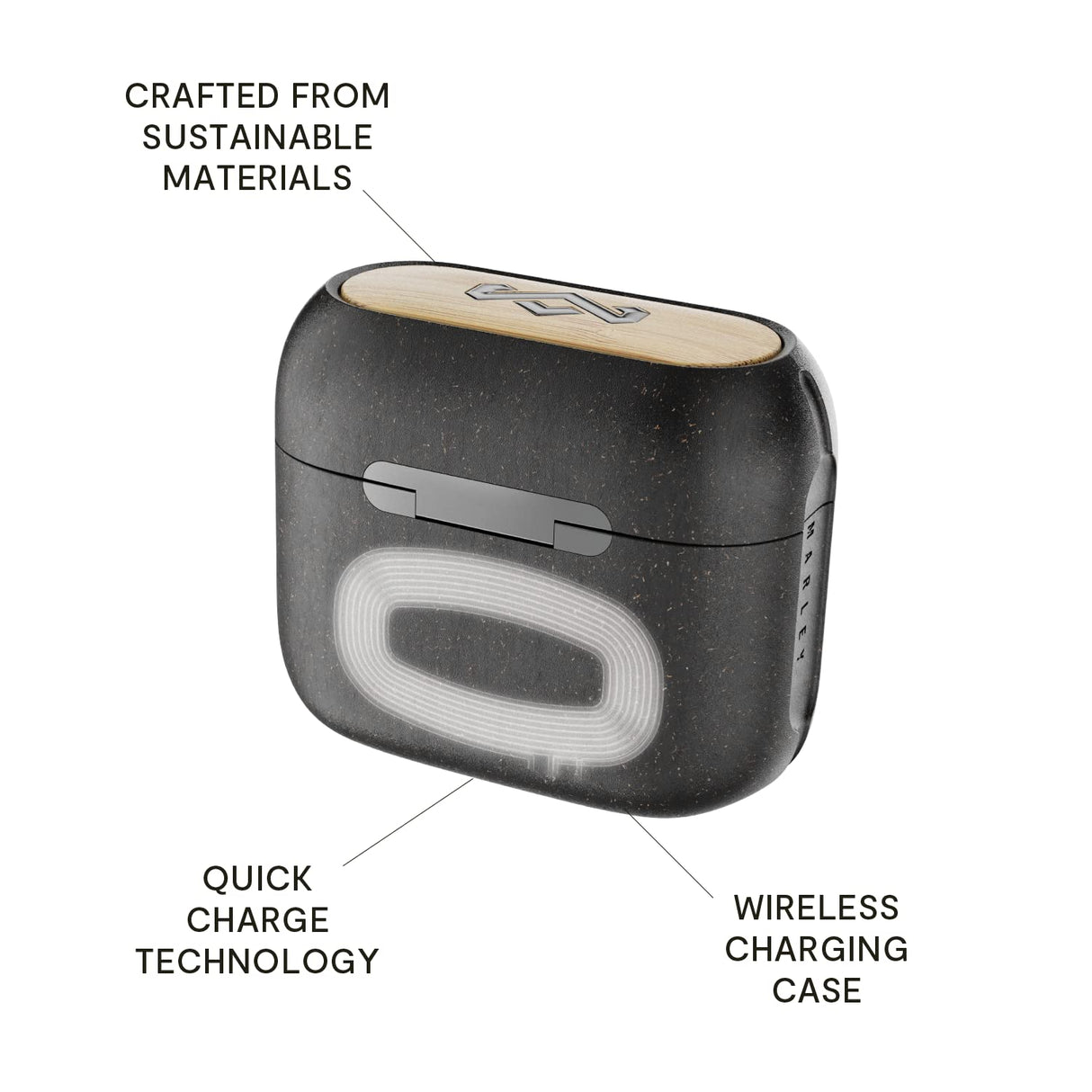 Marley House of Redemption ANC 2 Auriculares Inalámbricos con Cancelación Activa de Ruido - IPX5 True Wireless, 24H de Reproducción, Bluetooth con Micrófono, Control Táctil, USB-C, Negro