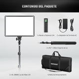 NEEWER Kit de Iluminación de Panel de Luz Video LED de 18" con Control Remoto, 2-Pack 45W Regulable Bicolor + Soporte Luz, 3200-5600K,CRI 97+ 4800Lux para Juego/Transmisión en Vivo/Youtube/Fotografía