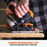 Evolution Power Tools R185CCSX-Li Sierra circular sin cable compatible con carril 18v Li-Ion EXT Incluye hoja multi-material TCT, corta madera, metal, plástico, batería y cargador incluidos, 185mm