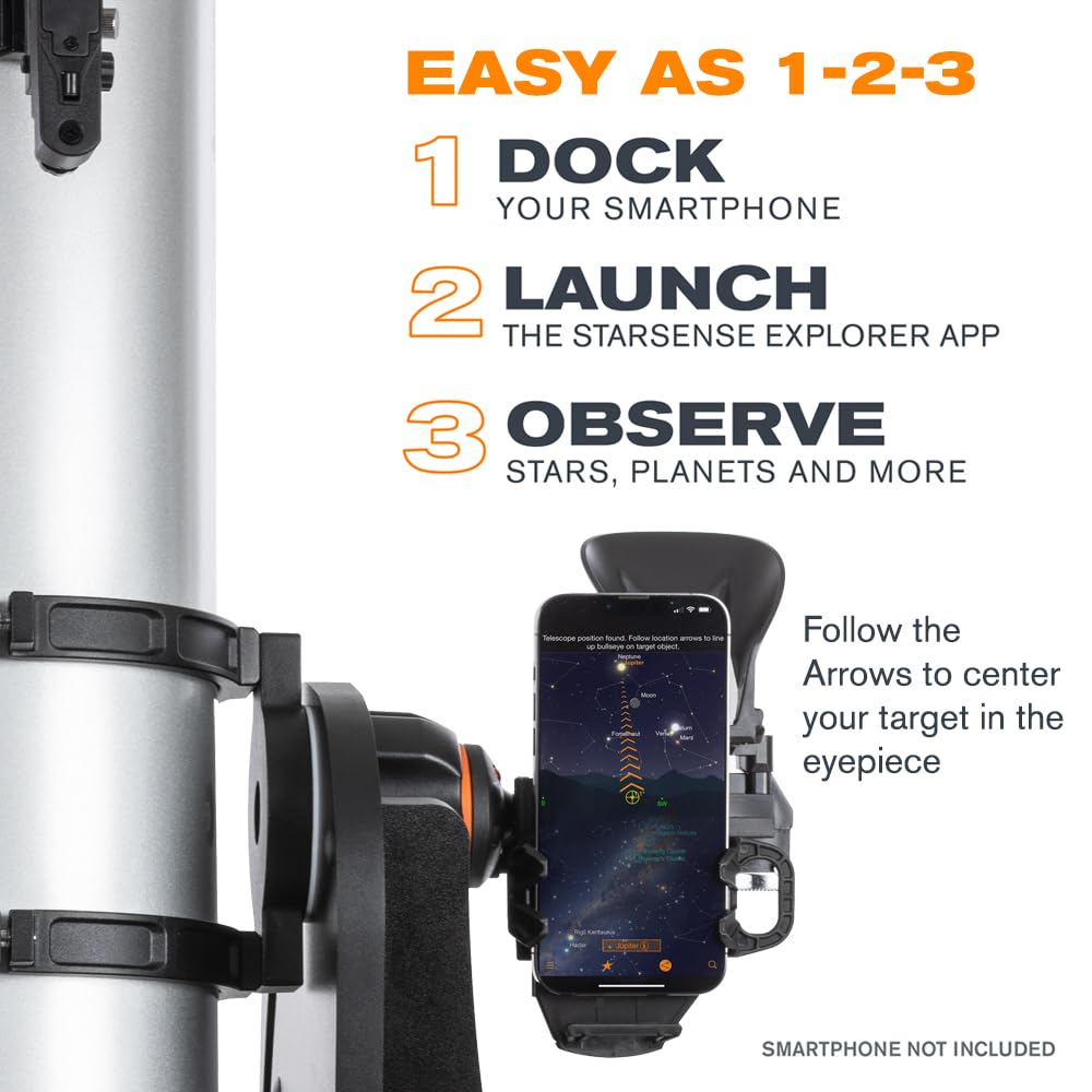 Celestron 22482 StarSense Explorer 150 mm Telescopio Dobsoniano de Mesa Compatible con Aplicaciones para teléfonos Inteligentes Funciona con la aplicación StarSense: Compatible con iOS/Android
