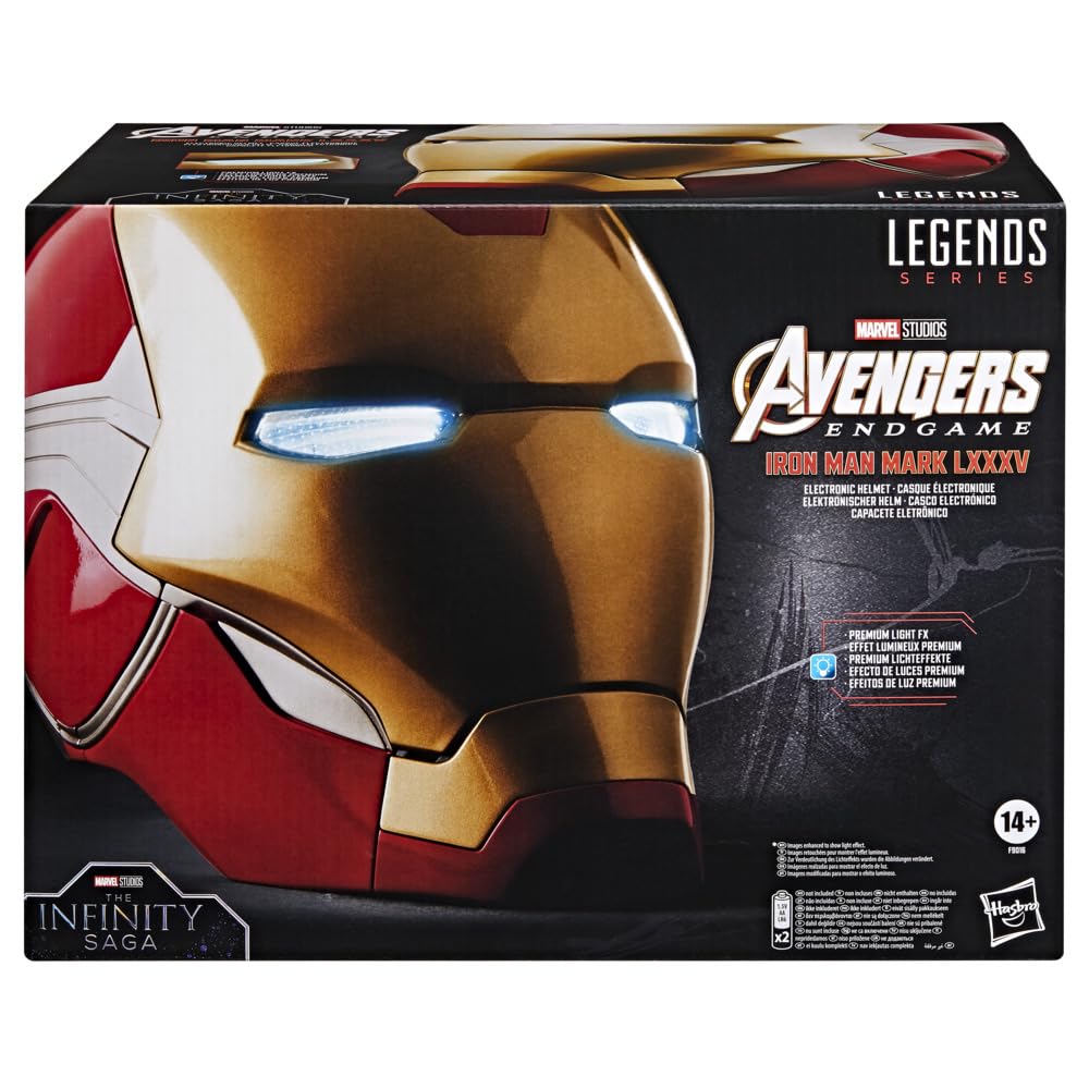 Marvel Legends Series, Casco electrónico premium de Iron Man con efecto de luces, Avengers: Endgame, Artículo para juego de rol de adultos