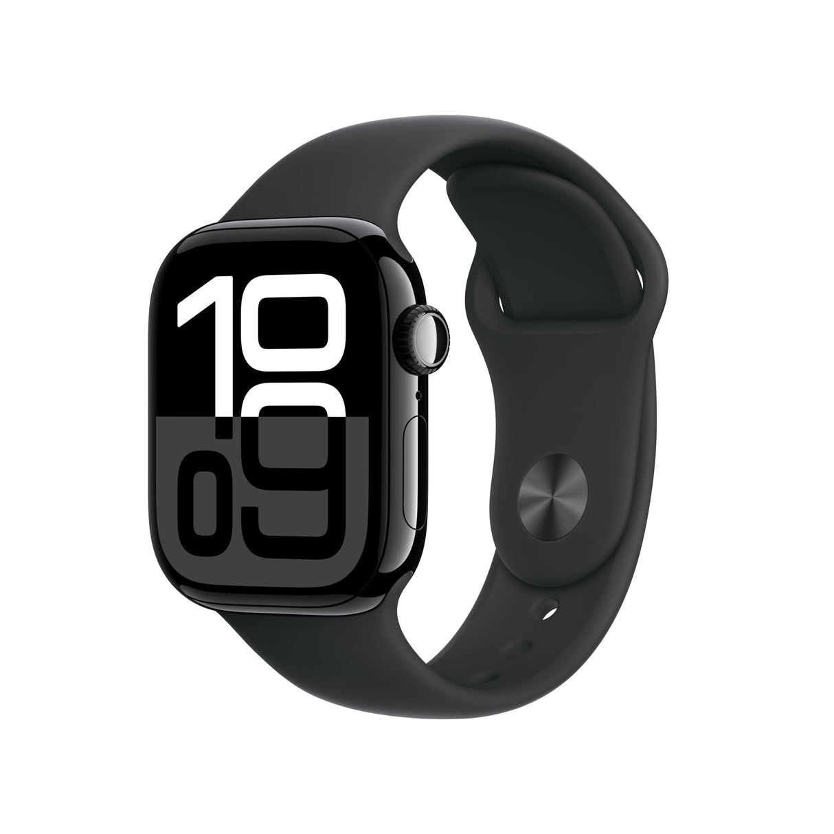 Apple Watch Series 10 GPS Smartwatch con Caja de Aluminio Negro Brillante de 42 mm y Correa Deportiva Negro - Talla M/L. Monitor de entreno, App ECG, Pantalla Retina Siempre Activa