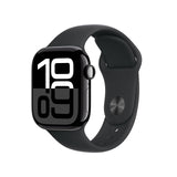 Apple Watch Series 10 GPS + Cellular Smartwatch con Caja de Aluminio Negro Brillante de 42 mm y Correa Deportiva Negro - Talla S/M. Monitor de entreno, App ECG, Pantalla Retina Siempre Activa