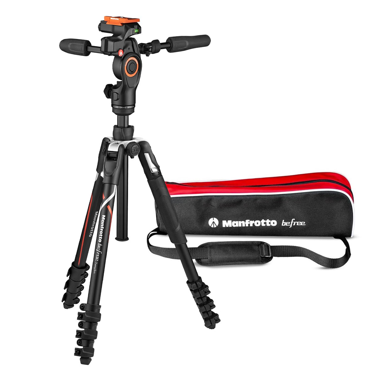 Manfrotto Befree 3-Way Live Advanced Diseñado para Cámaras Alpha Sony, Trípode de Viaje en Aluminio, Bloqueo por Palanca, Rótula Fluida de 3 Vías, Foto y Vídeo, Carga hasta 6 kg, Bolsa de Transporte