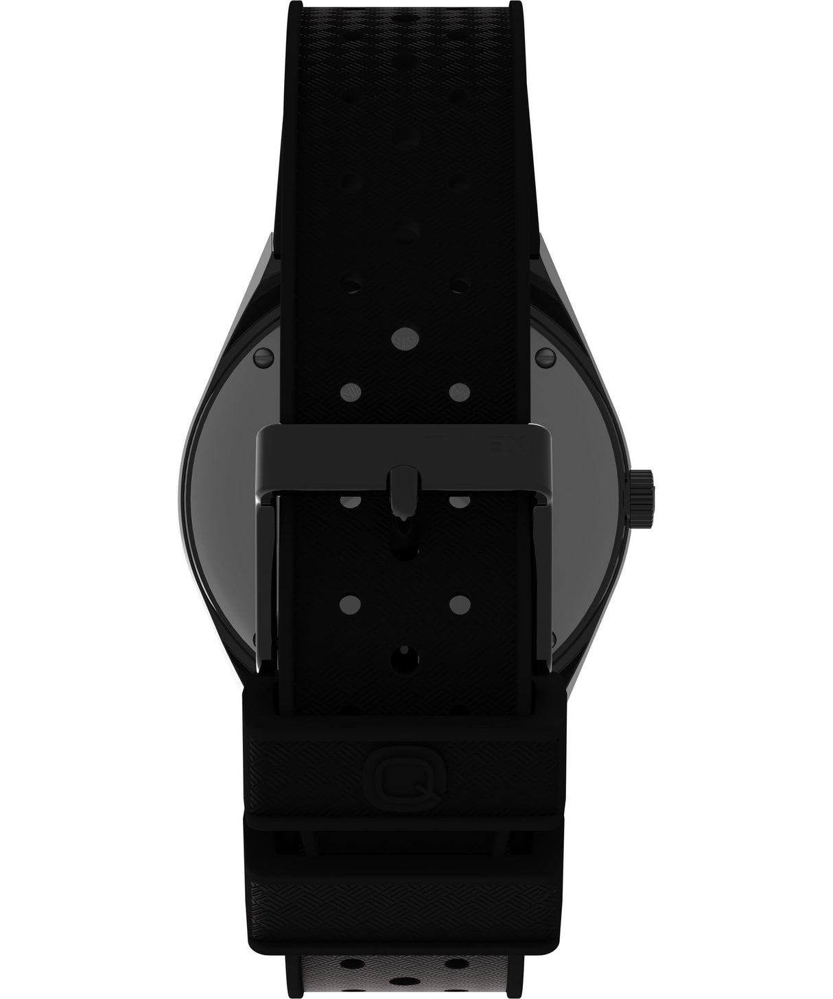 Timex Q - Reloj de 38 mm para hombre, color negro sintético, esfera negra de dos piezas, caja color bronce TW2V38200