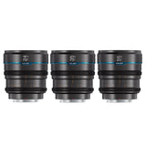SIRUI Night Walker Lente de Cine con Enfoque Manual Set, 24mm, 35mm, 55mm, Lente de Gran Apertura T1.2 con Montura S35 para E Montura Cameras, FX30, ZV-E10, A6400, A6700 (MS-3SEG, Gris)