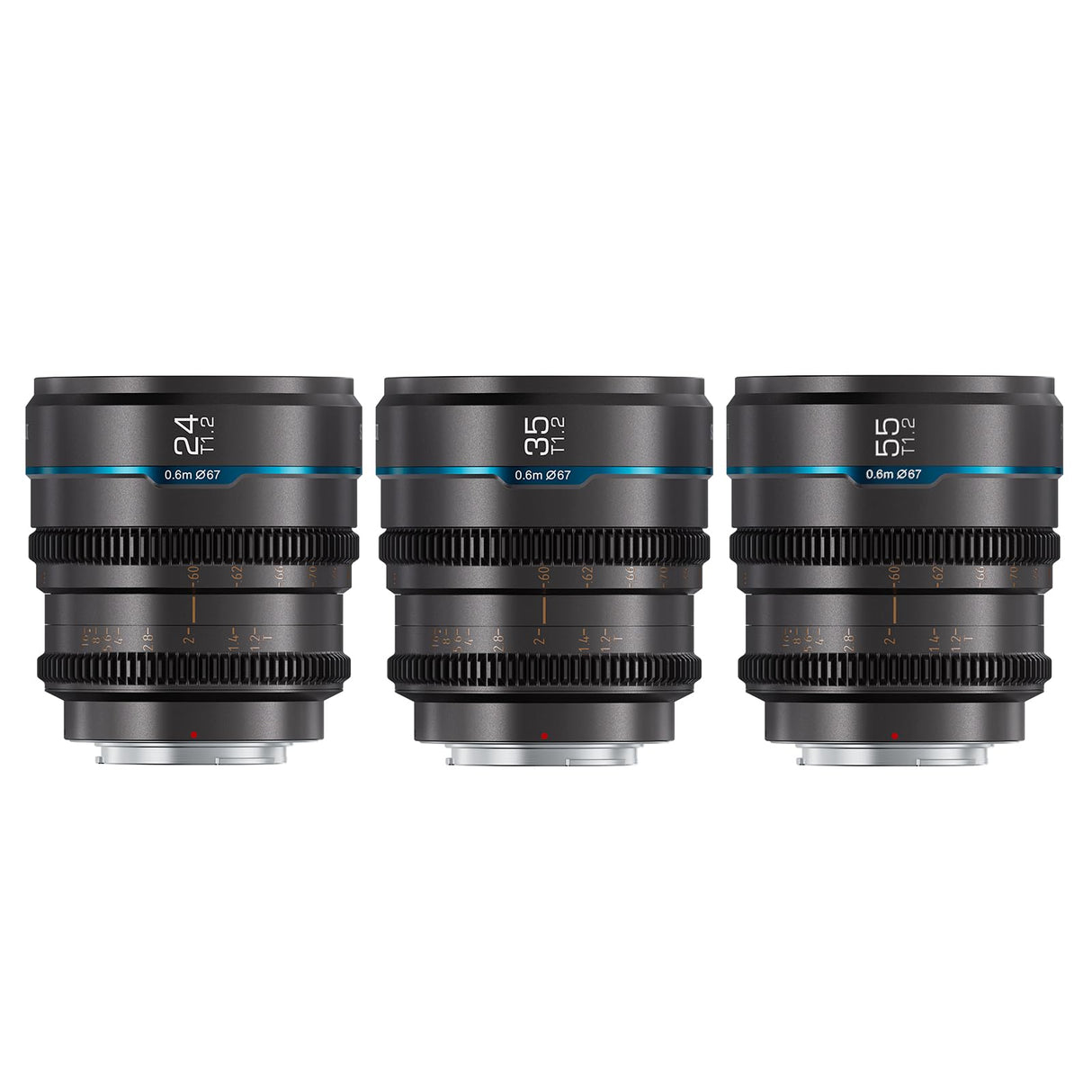 SIRUI Night Walker Lente de Cine con Enfoque Manual Set, 24mm, 35mm, 55mm, Lente de Gran Apertura T1.2 con Montura S35 para X Montura Cameras, para X-H2/H2S, XT-4, XT-3,X-S10, X-S20 (MS-3SXG, Gris)