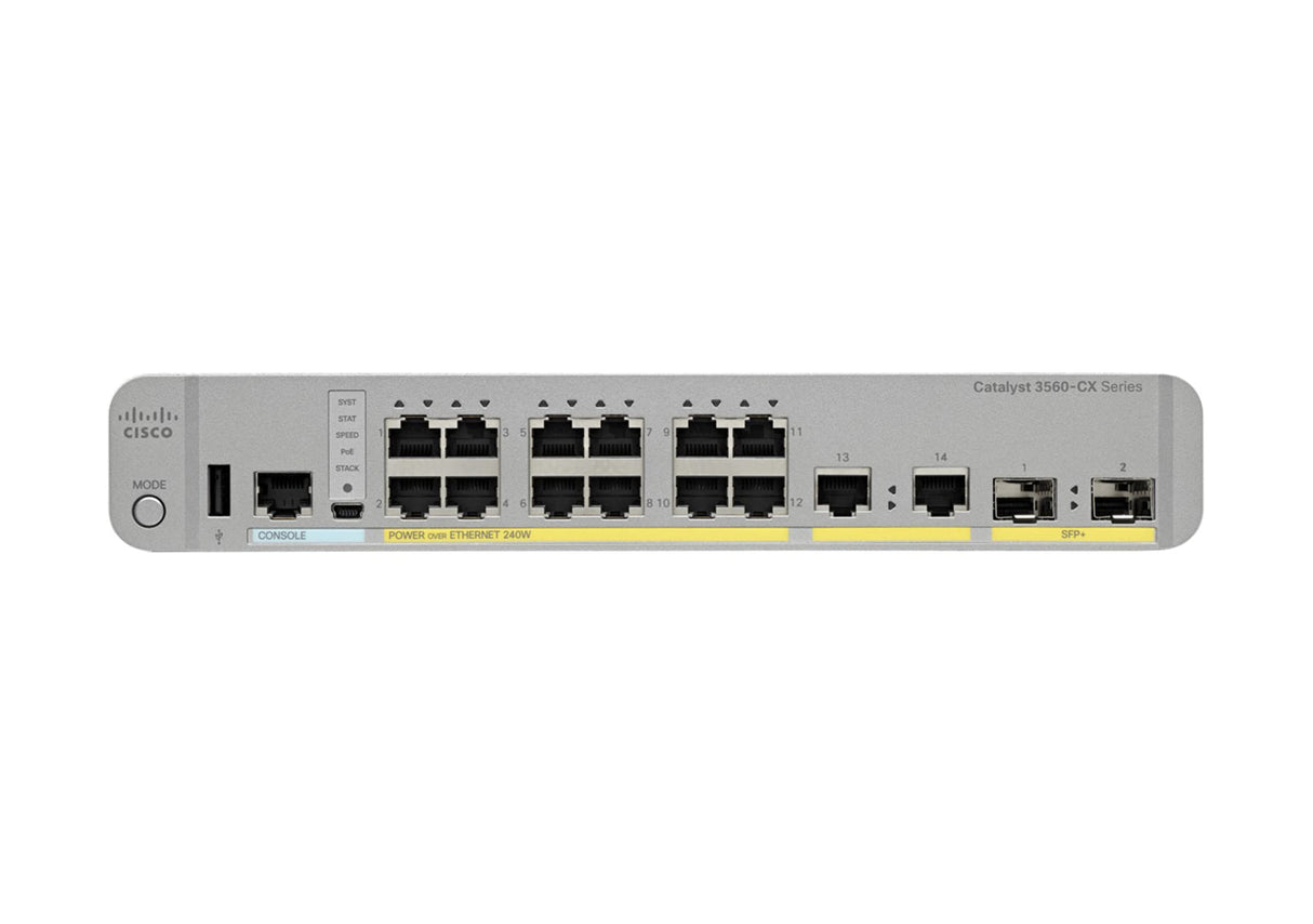 Cisco Switch de Red Cisco Catalyst 3560CX-8PC-S, 8 Puertos GbE, 8 Salidas PoE+, asignación PoE de 240 W, garantía Limitada de por Vida Mejorada (WS-C3560CX-8PC-S)