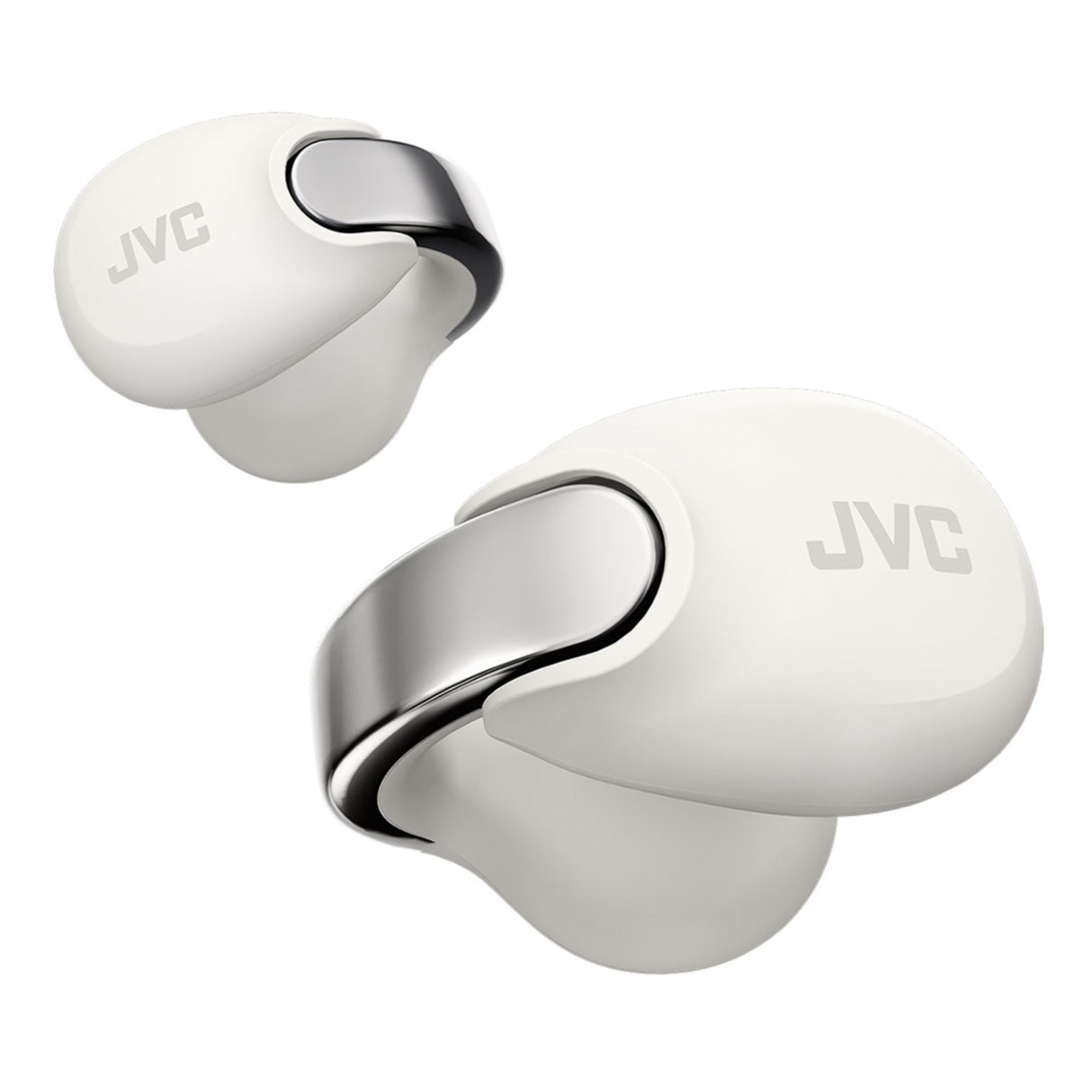 JVC Auriculares Inalámbricos Bluetooth | 24h de Batería y Carga Rápida | Oreja Abierta | Ligeros y Resistentes al Agua | Deportivos con IPX4 y Control Táctil - HA-NP1T Blanco