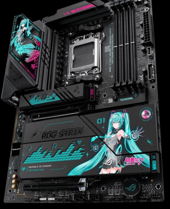 ASUS ROG STRIX X870E-H GAMING WIFI7 - Hatsune Miku Edition - Motherboard - ATX - Socket AM5 - AMD X870E Chipsatz - USB4, USB-C 3.2 Gen 2x2, USB-C 3.2 Gen2, USB 3.2 Gen 2, USB 3.2 Gen 1 - Wi-Fi 7, 5G