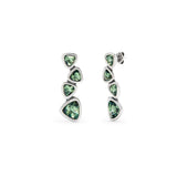 Uno de 50 | Pendientes Largos | con Cuatro Cristales de Color Verde | Bañado en Plata de Ley | Joya Artesanal | Hecho en España