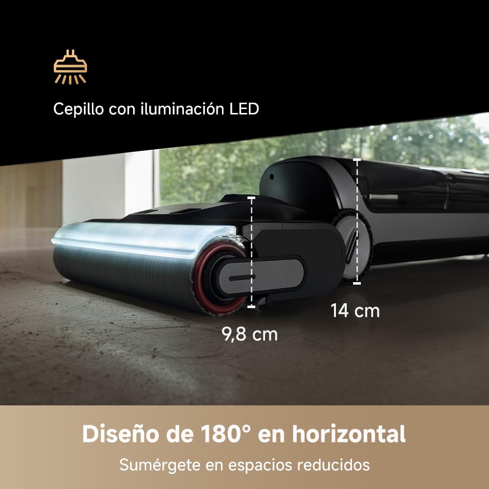 DREAME H14 Dual Aspirador en Seco y Húmedo 5 en 1, Solución de Limpieza con Proporción Inteligente, Se Puede Tumbar, Lavado del Cepillo a 60 °C en 5 min, 18.000 Pa de Succión, con Luz LED