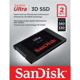 SanDisk Ultra 3D SSD, 2 TB, con hasta 560 MB/s de Velocidad de Lectura/hasta 530 MB/s de Velocidad de Escritura