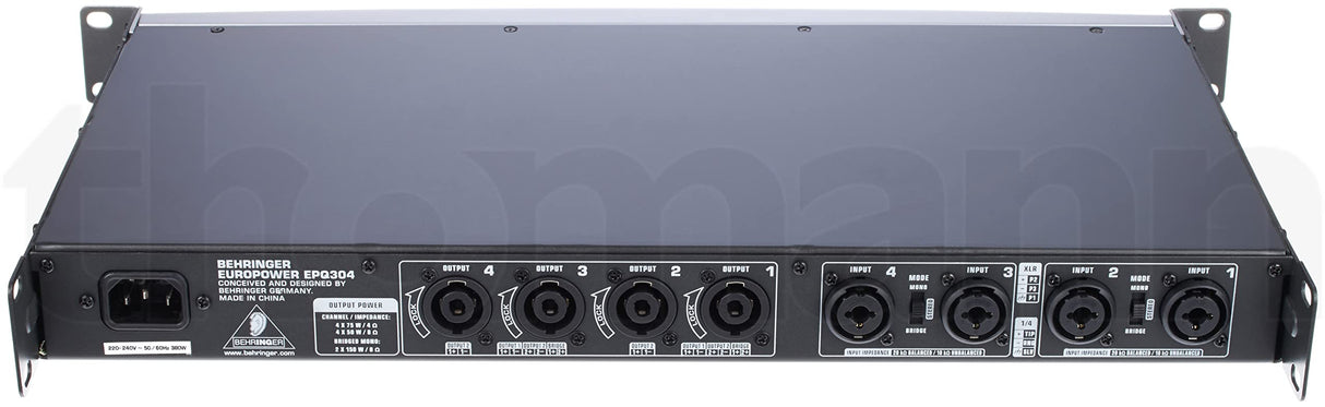 Behringer EPQ304 Amplificador Potente De 4 Canales De 300 Vatios Profesional Con Tecnología ATR, Accelerated Transient Response