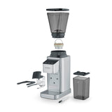 CASO BaristaChef Inox - Molinillo de café eléctrico con muelas cónicas, pantalla táctil, temporizador digital y sobresaliente, capacidad de 250g, 48 niveles de molienda precisos - acero inoxidable