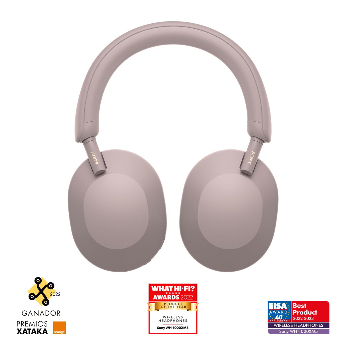 Sony WH-1000XM5 Auriculares de Diadema inalámbricos Premium con Noise Cancelling, Bluetooth, Llamadas, Hi-Res, 30 h de batería, Incluye Estuche rígido, iOS, Android - Rosa Palo