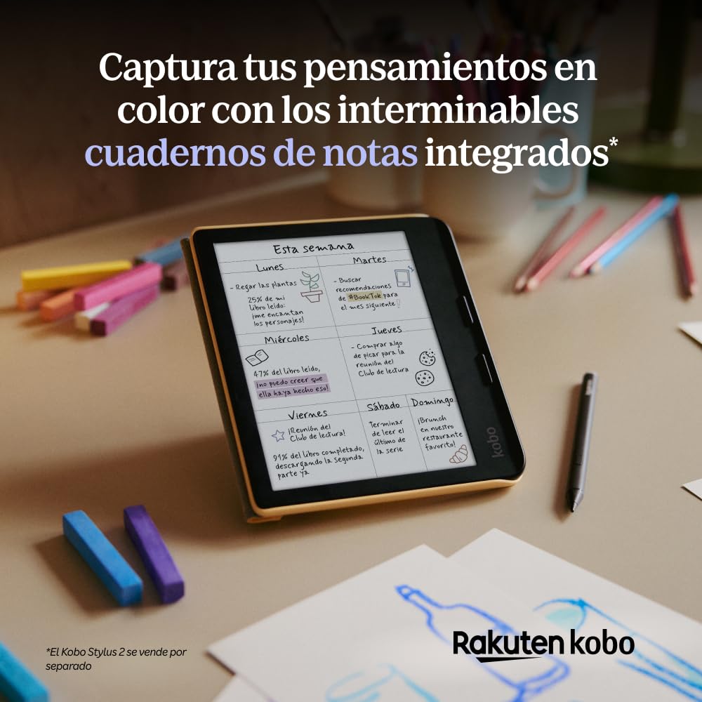 Kobo Libra Colour eReader | Pantalla E Ink Kaleido™ 3 de 7" | Temperatura del Color y Brillo Ajustables | Reducción luz Azul | eBooks y AudioBooks | Memoría 32 GB | Resistente al Agua | Negro