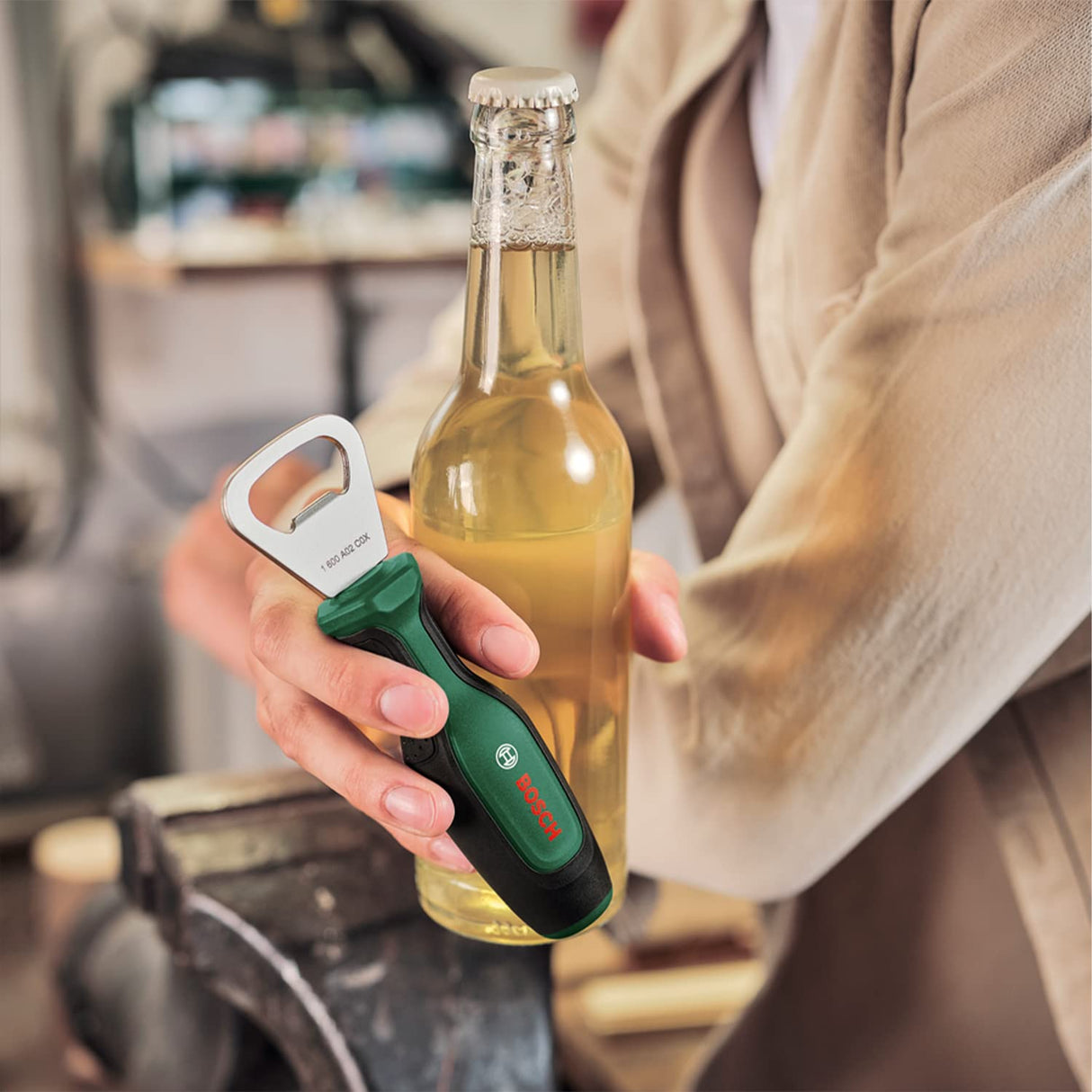 Bosch Home and Garden Abrebotellas, Resistente y Duradero para el Taller, el Cuarto de Bricolaje o la Cocina, Ergonómica Empuñadura de Destornillador