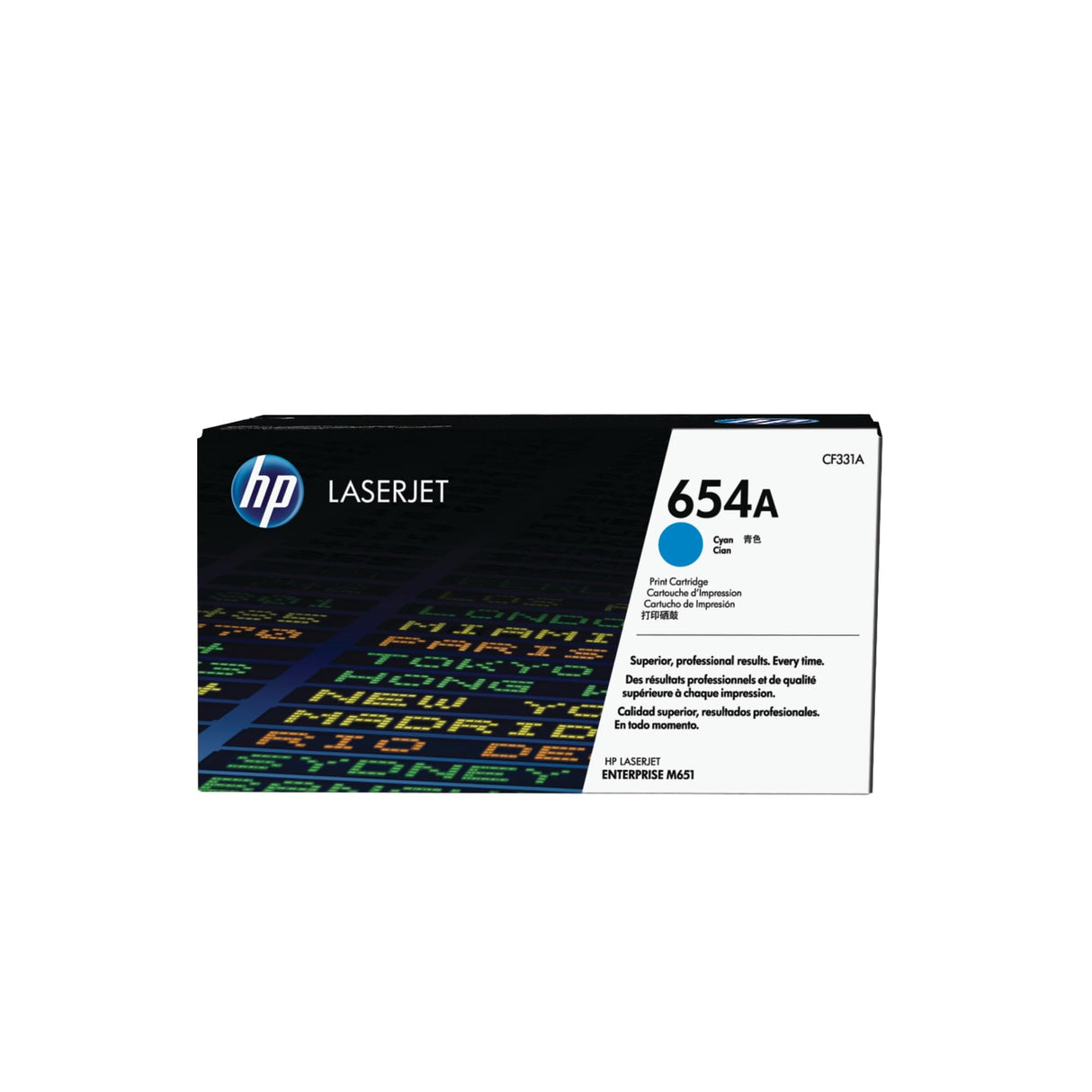 HP 654A CF331A Cian, Cartucho Tóner Original, de 15.000 páginas, para impresoras HP LaserJet Enterprise M651dn, M651n y M651xh