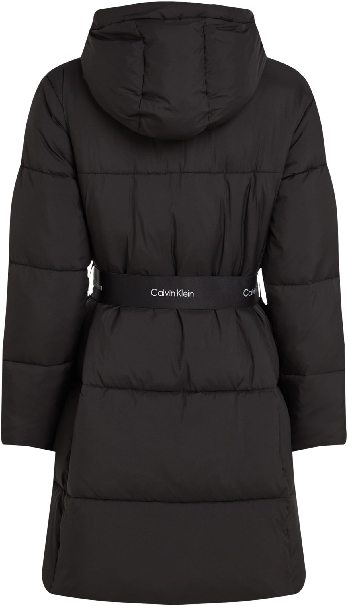 Calvin Klein Abrigo Mujer Logo Belt Long Puffer con cinturón, Negro (Ck Black), XS