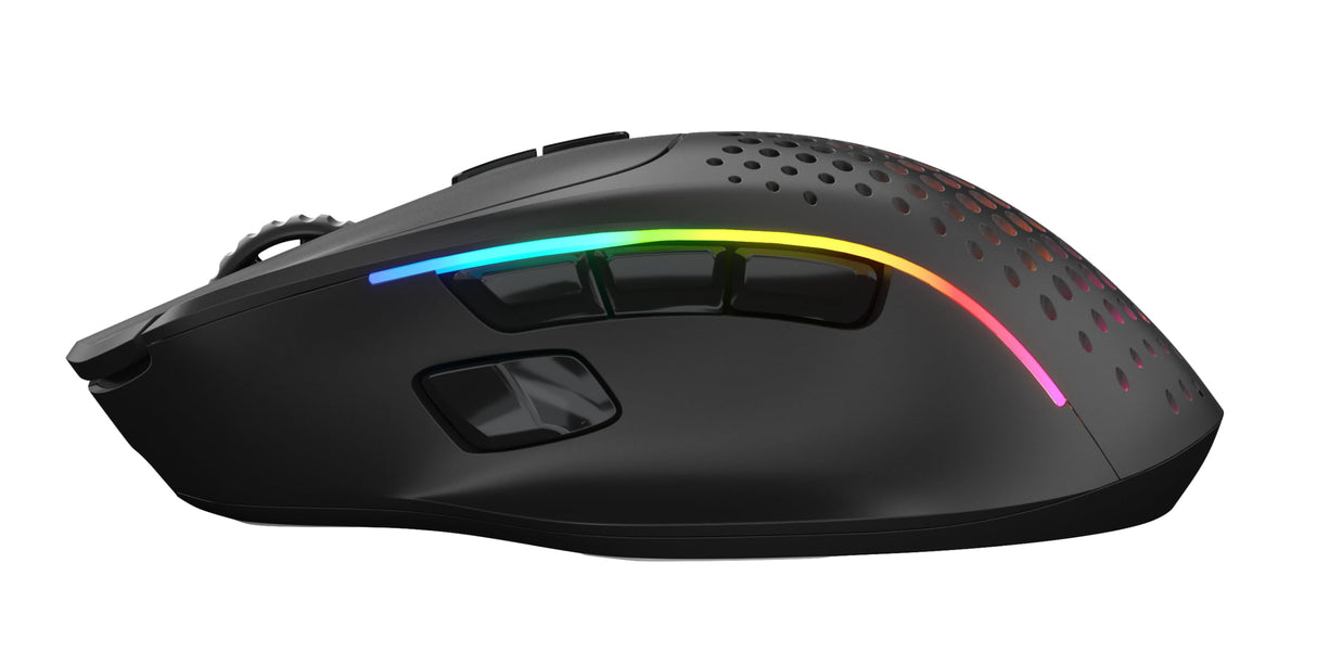 Glorious Gaming Model I 2 Wireless Ratón gaming inalámbrico - Híbrido 2,4 GHz y Bluetooth, superligero, 9 botones (2 intercambiables), RGB, gran batería, MMO/MOBA/FPS, reposapulgares lateral - Negro