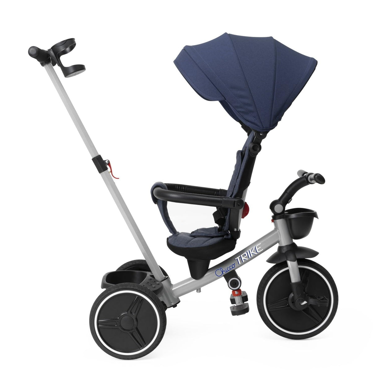Chicco, 4in1 Trike Triciclo con Estructura de Metal, Ruedas Goma EVA, Cinturón de 4 Puntos, Manillar Telescópico y Capota Desmontable, Cochecito con Asiento Reversible, Cesta, Juguete 6 Meses - 5 Años