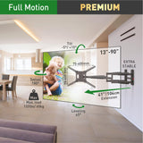 Barkan Soporte de Pared para TV de 104 cm de Largo, Brazo Doble de 13 a 90 Pulgadas, Giratorio/Movimiento Completo, Soporte para TV, soporta hasta 60 kg, Extra Estable, para LED OLED LCD, máx. VESA
