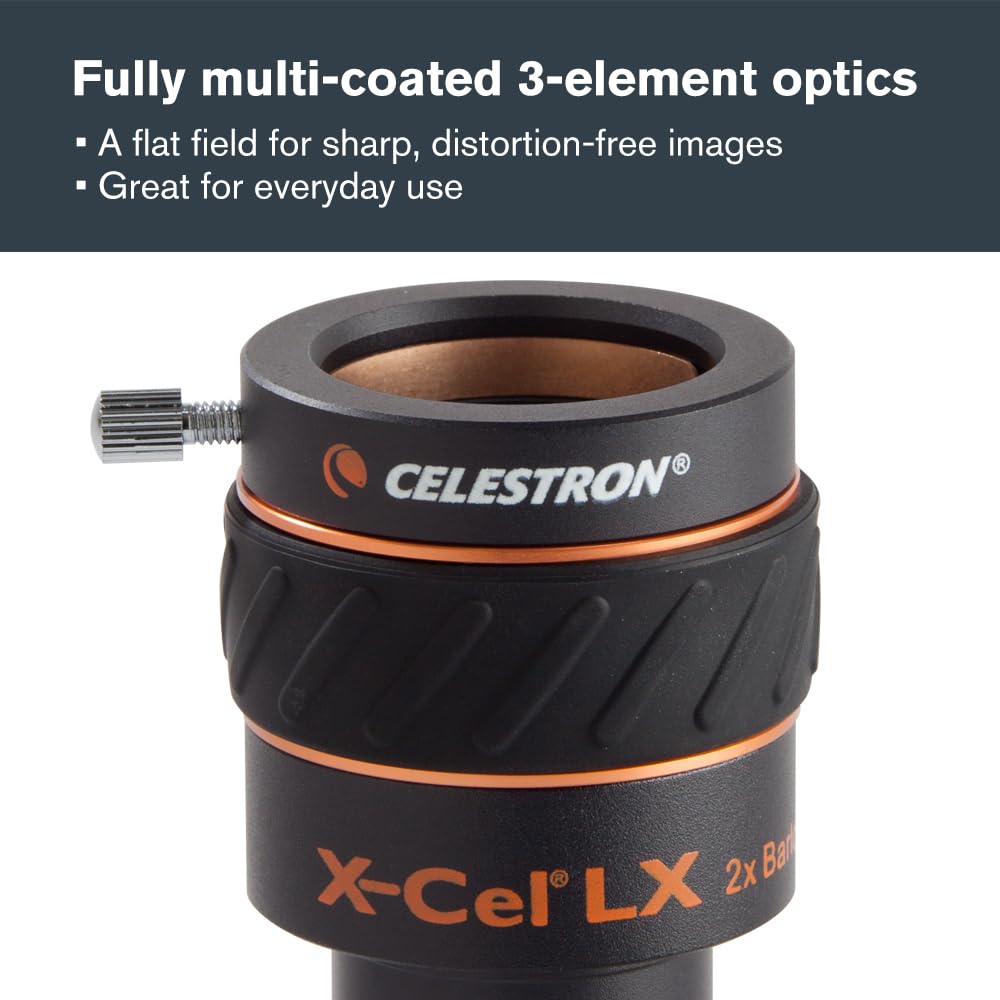 Celestron 93529 1.25" X-Cel LX: lentes Barlow 2x, negro