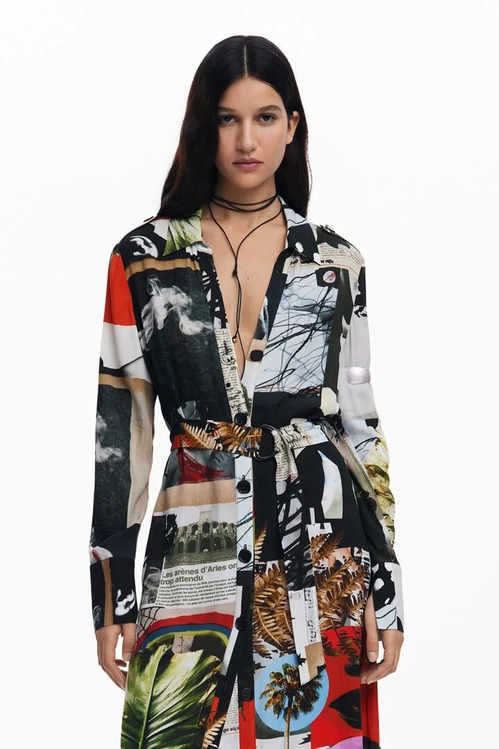 Desigual Vest_Collage_LACROI Casual Dress, Material de Acabados, L Women's