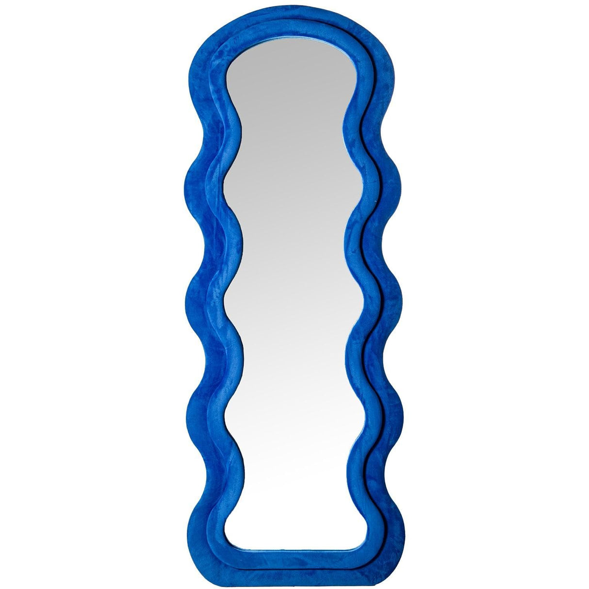 Espejo de pie con Forma de Madera DM y Terciopelo en Azul 60x4x160cm
