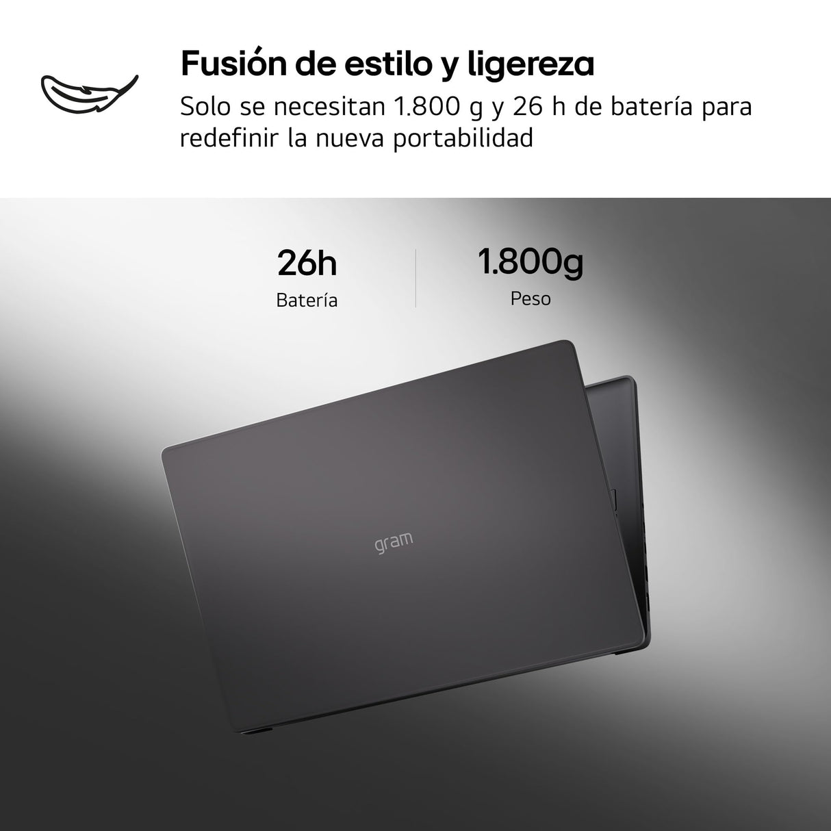 LG gram 16U55U-G.AU88BN - Ordenador Portátil Ultraligero de 16" Ryzen AI 7 445, 32 GB RAM, 1 TB SSD, AMD Radeon Graphics, IPS Antirreflejo, 1800g, 26 h, Windows 11, Teclado ES, Negro carbón