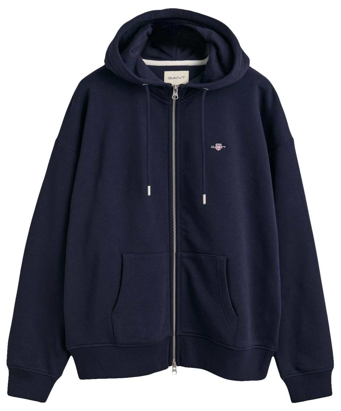 GANT Sudadera con Capucha con Cremallera, Azul Noche, L para Mujer