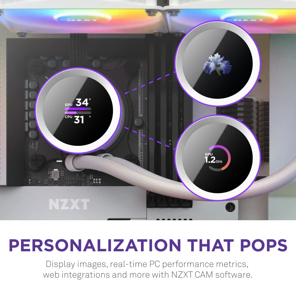 NZXT Kraken 280 RGB - Enfriador líquido de CPU AIO de 11.08 Pulgadas - Pantalla LCD Cuadrada Personalizable de 1.54 Pulgadas para imágenes, métricas de Rendimiento - Bomba de Alto Rendimiento - 2