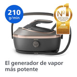 Philips Generador de vapor PerfectCare Serie 8000-210g de impulso de vapor, sensor de movimiento AI, OptimalTEMP, suela SteamGlide Elite, tanque de 1.4L, descalcificación fácil (PSG8200/80)