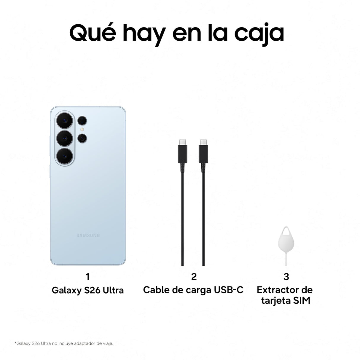 Samsung Galaxy S26 Ultra, 512GB, Smartphone con Galaxy AI, Cámara 200MP, 12GB RAM, Batería 5000mAh, Garantía del Fabricante 3 Años+1 Año Extra, Color Azul Cielo (Versión Española)