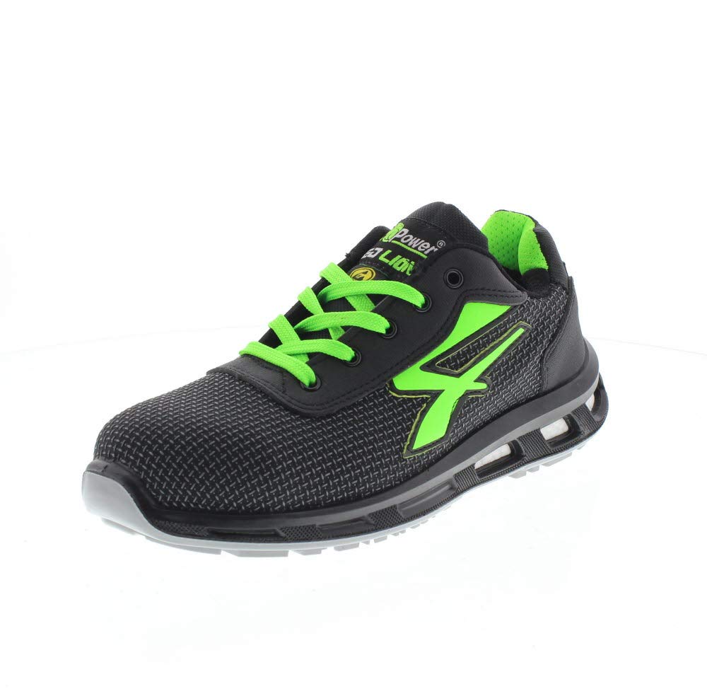 U-Power Red Lion Strong, zapatos de seguridad unisex, ligeros, flexibles, de cuero antipinchazos, con inserto Infinergy, con puntera de aluminio - Green Vert 44