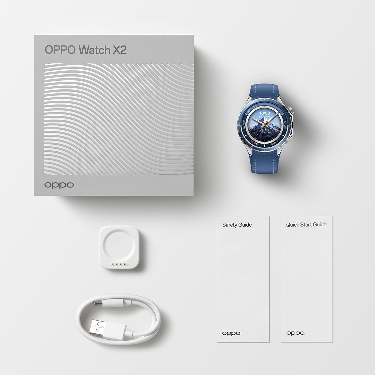 OPPO Watch X2 Smartwatch – Pantalla AMOLED 1.5” | Batería hasta 16 días | Google Apps & Wear OS | ECG, SpO2 & 100+ deportes | Resistente IP68 & 5ATM - Azul