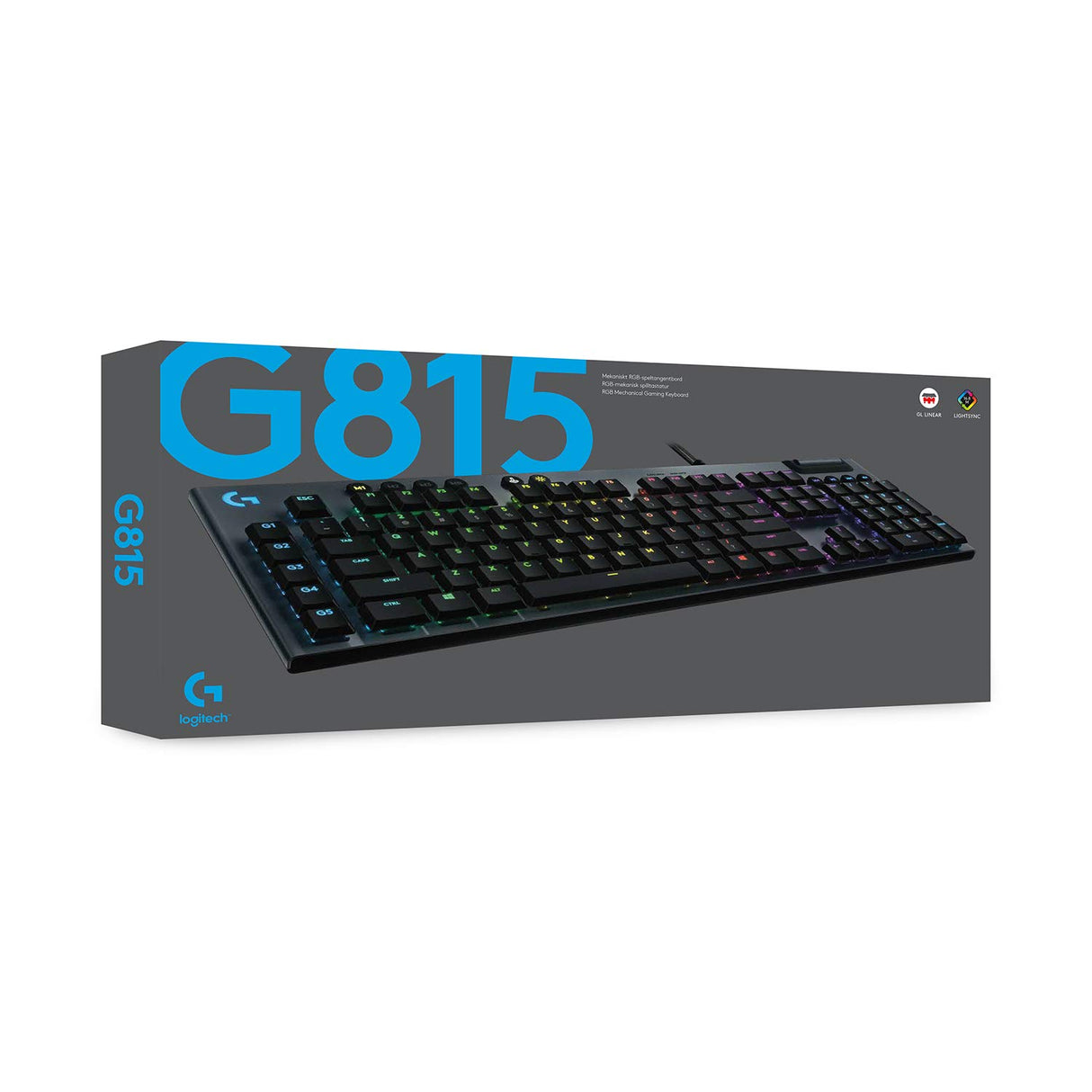 Logitech G 815 Teclado mecánico Gaming Switch táctil GL Perfil Plano diseño escandinavo Carbono