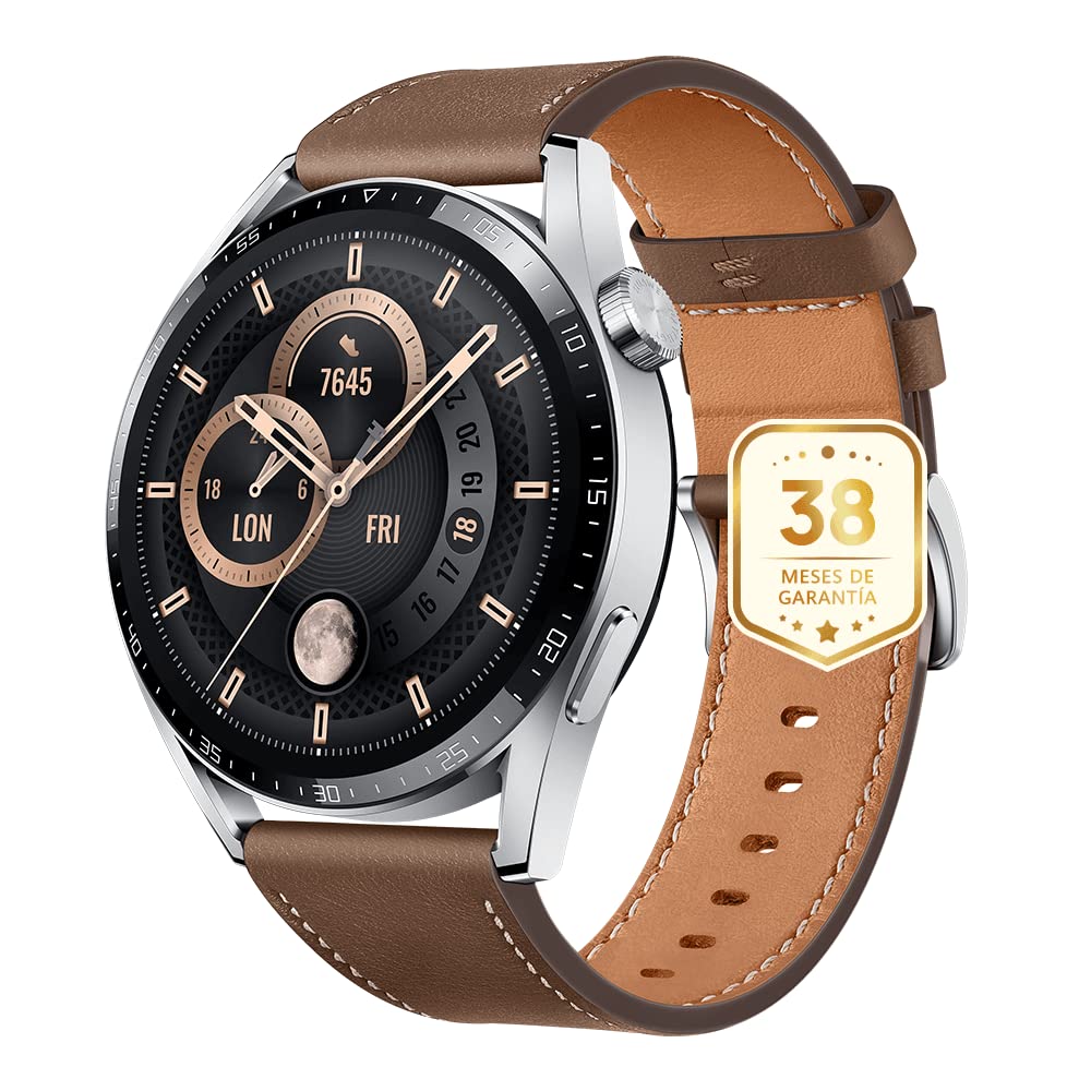 HUAWEI Watch GT 3 46mm Smartwatch, Reloj deportivo, con monitorización SpO2, con pantalla grande, Reloj entrenamiento, Reloj inteligente, Marrón+38 Meses de garantía