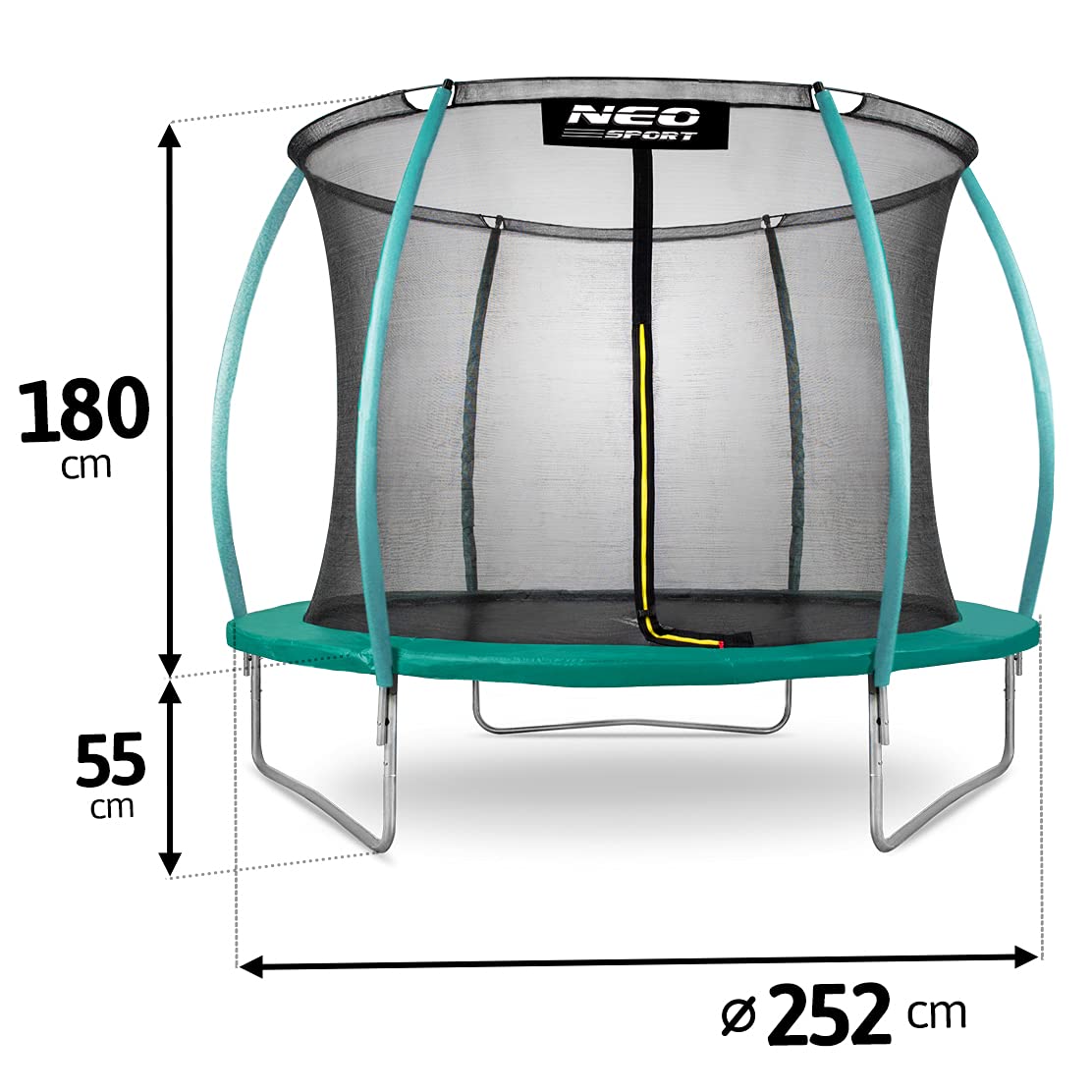 Trampolín de jardín de 244 cm para niños, Juego Completo con Red de Seguridad Interior, Escalera Cubierta de muelles