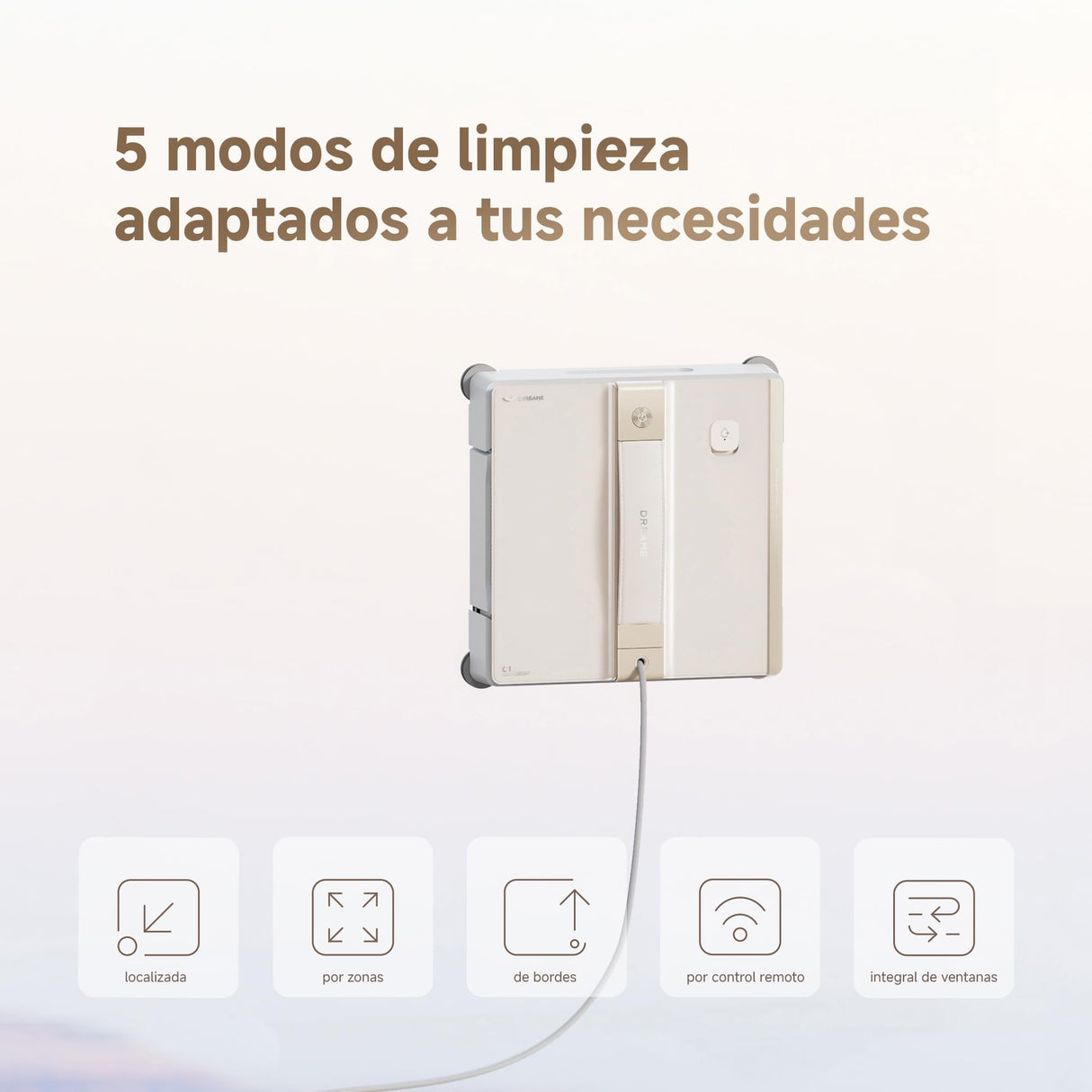 DREAME C1 Robot Limpiacristales, Potencia de Succión de 5500 Pa, Protección de Seguridad Fiable, Tecnología CornerClean, Limpieza Exhaustiva en Húmedo, Planificación Integral de Trayectorias