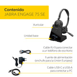 Jabra Engage 75 SE - Auriculares inalámbricos Bluetooth USB-A a USB-C Ideales para oficinas ruidosas, tecnología de micrófono Avanzada, Base de Carga, se Conecta a Dos Dispositivos