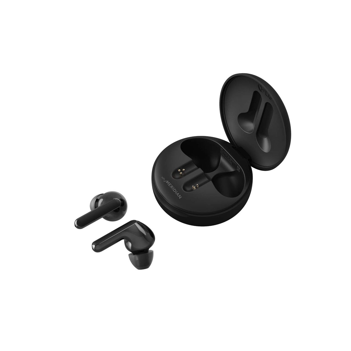 LG TONE Free FN5 Auriculares True Wireless con autolimpieza UVnano que elimina el 99,9% de las bacterias, tecnología Meridian Sound, doble micrófono para llamadas en la oficina y carga rápida en negro