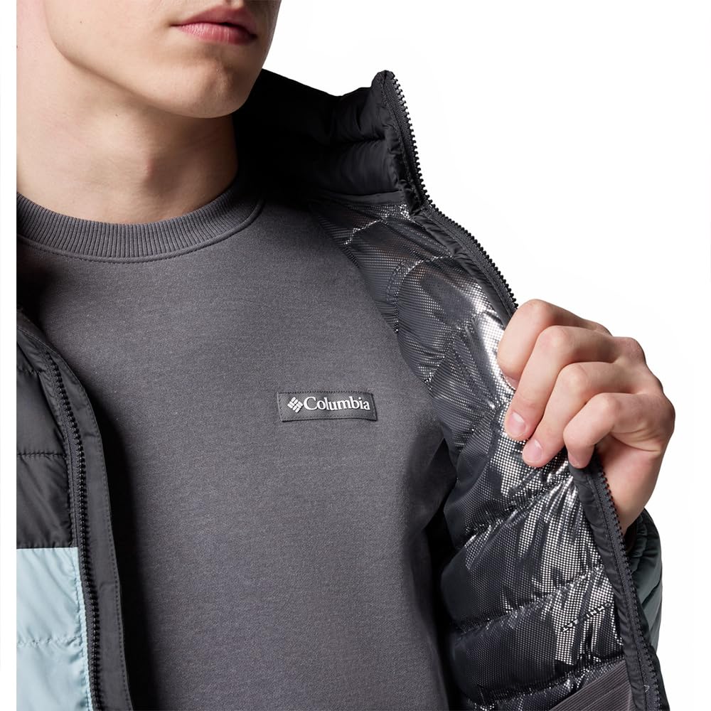 Columbia Powder Lite 2 - Chaqueta acolchada para hombre, azul aplastado, tiburón, talla L