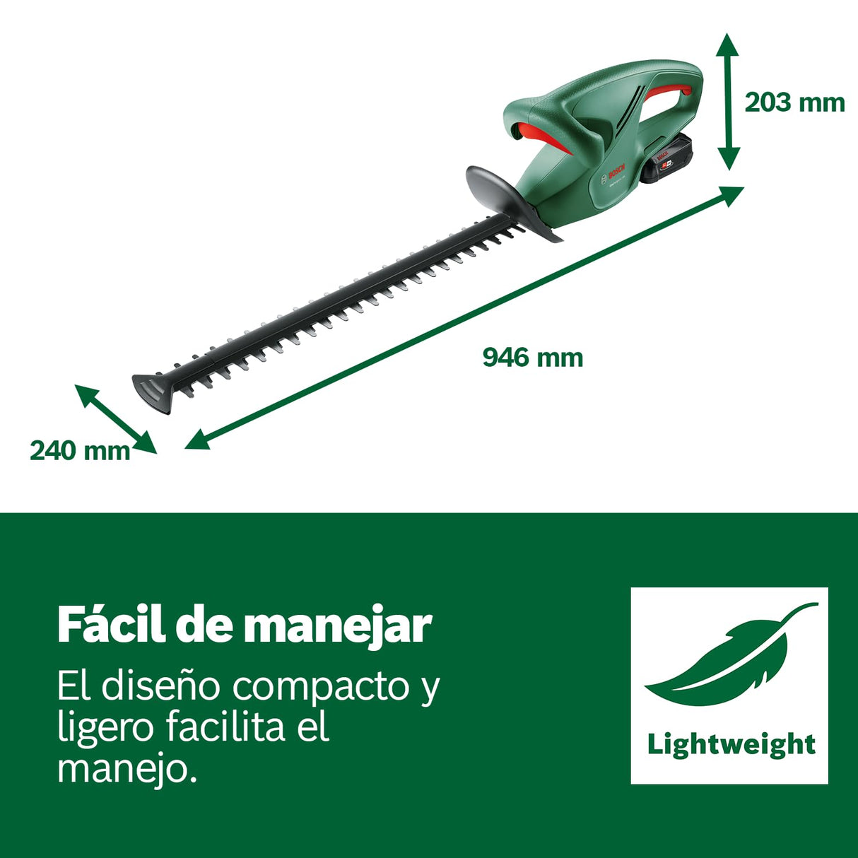 Bosch Tijeras cortasetos a batería EasyHedgeCut 18-45 (2 baterías de 2,0 Ah, sistema de 18 voltios, longitud de la cuchilla de 45 cm, embalaje en caja)